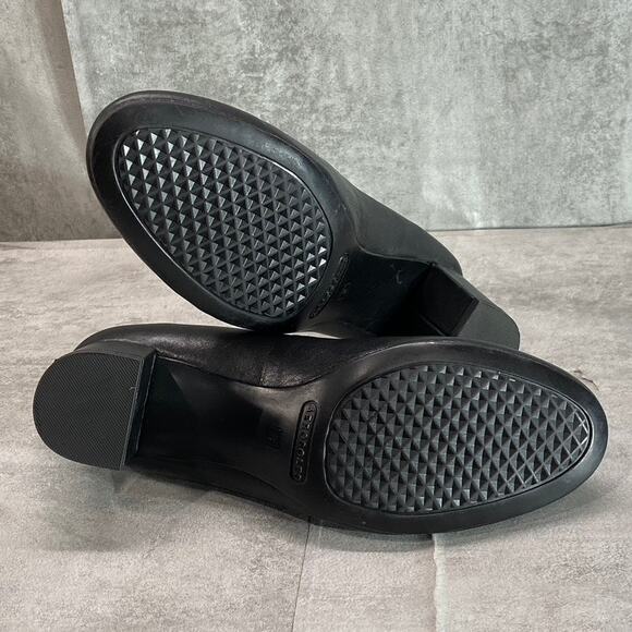 AEROSOLES Women's Black Leather Eye Candy Block Heel Slip-On Pumps SZ 8 - Picture 6 of 9